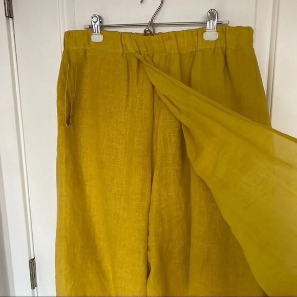 NWOT Banana Blue Aliana Linen Mustard Yellow Pants - Picture 5 of 12